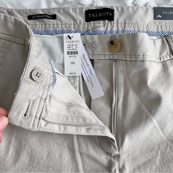 Talbots‎ Pants Womens 12P Beige Relaxed Chino Supersoft Mid Rise Stretchy NWT - Picture 5 of 11